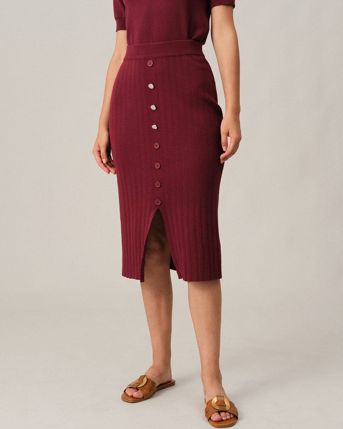 skirts-red-s-the-button-knit-bodycon-skirt-38099819528405